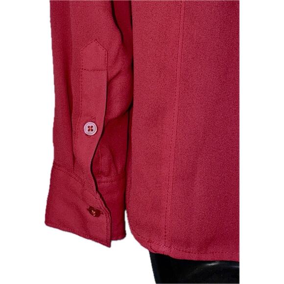 Maeve Anthropologie Tomato Red Long Sleeve 3 Button Top Shirt Blouse Medium Work - Picture 5 of 10